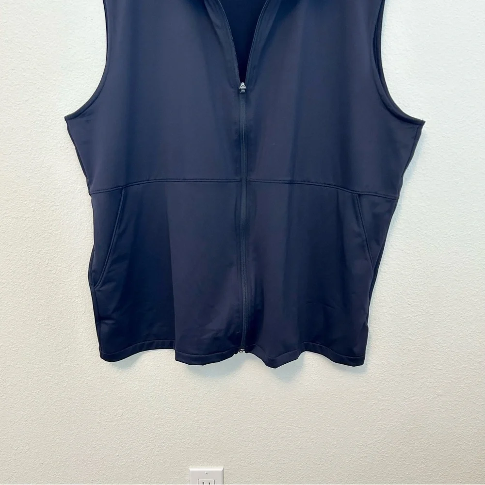 Lands End Rapid Dry Sporty Zip Vest Jacket Dadcore Layer Navy Blue Size XL